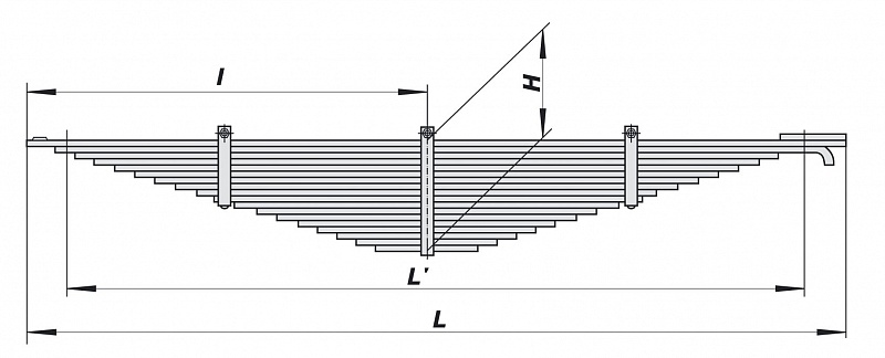 купить Рессора передняя  УСИЛЕННАЯ (на 55111) 13т./10 мм (18 листов) 751018KZ-2902012-10 / АО "ЧМЗ" г.Чусовой